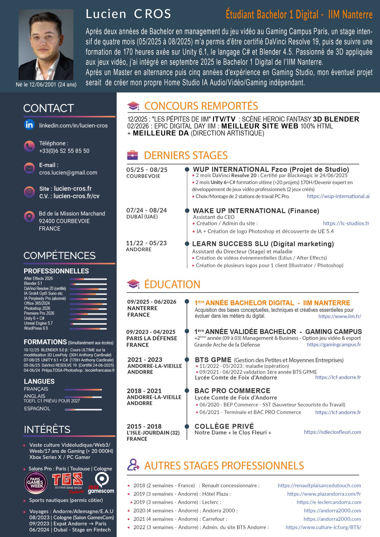 Cv de Lucien CROS IIM